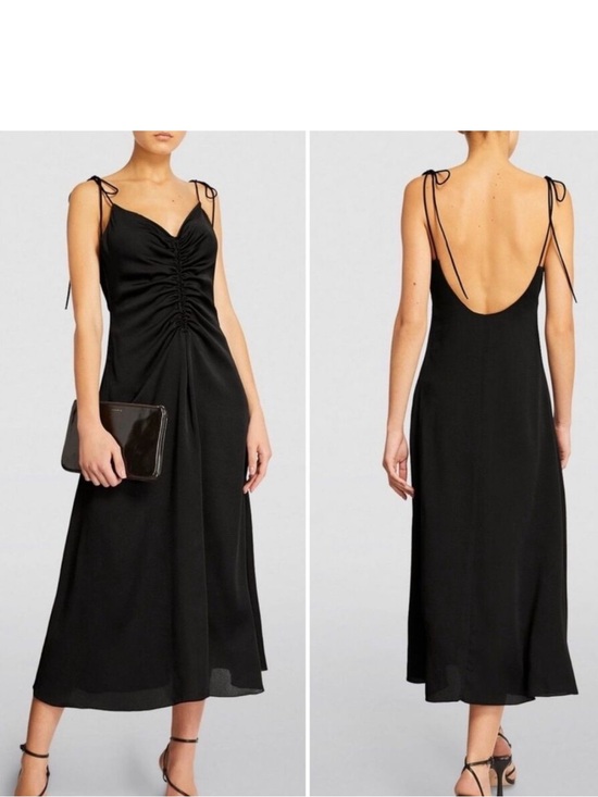 Jason Wu Dresses & Skirts - NEW Jason Wu Black satin ruched front low back midi dress size large